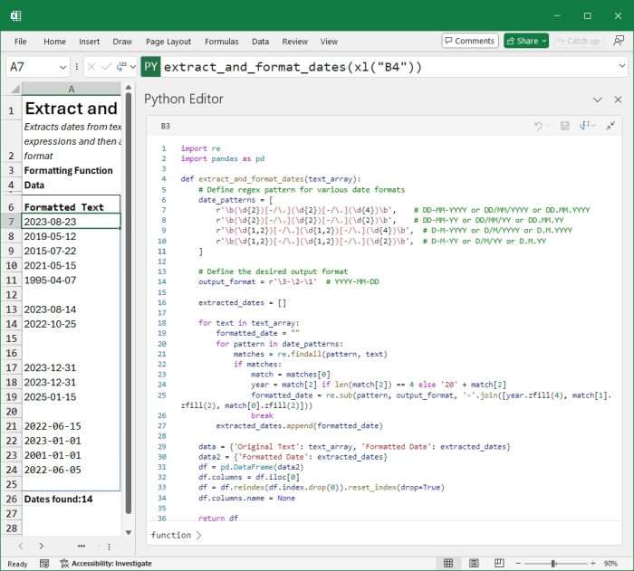 Editor de Python no Excel (imagem: reprodução/Microsoft)