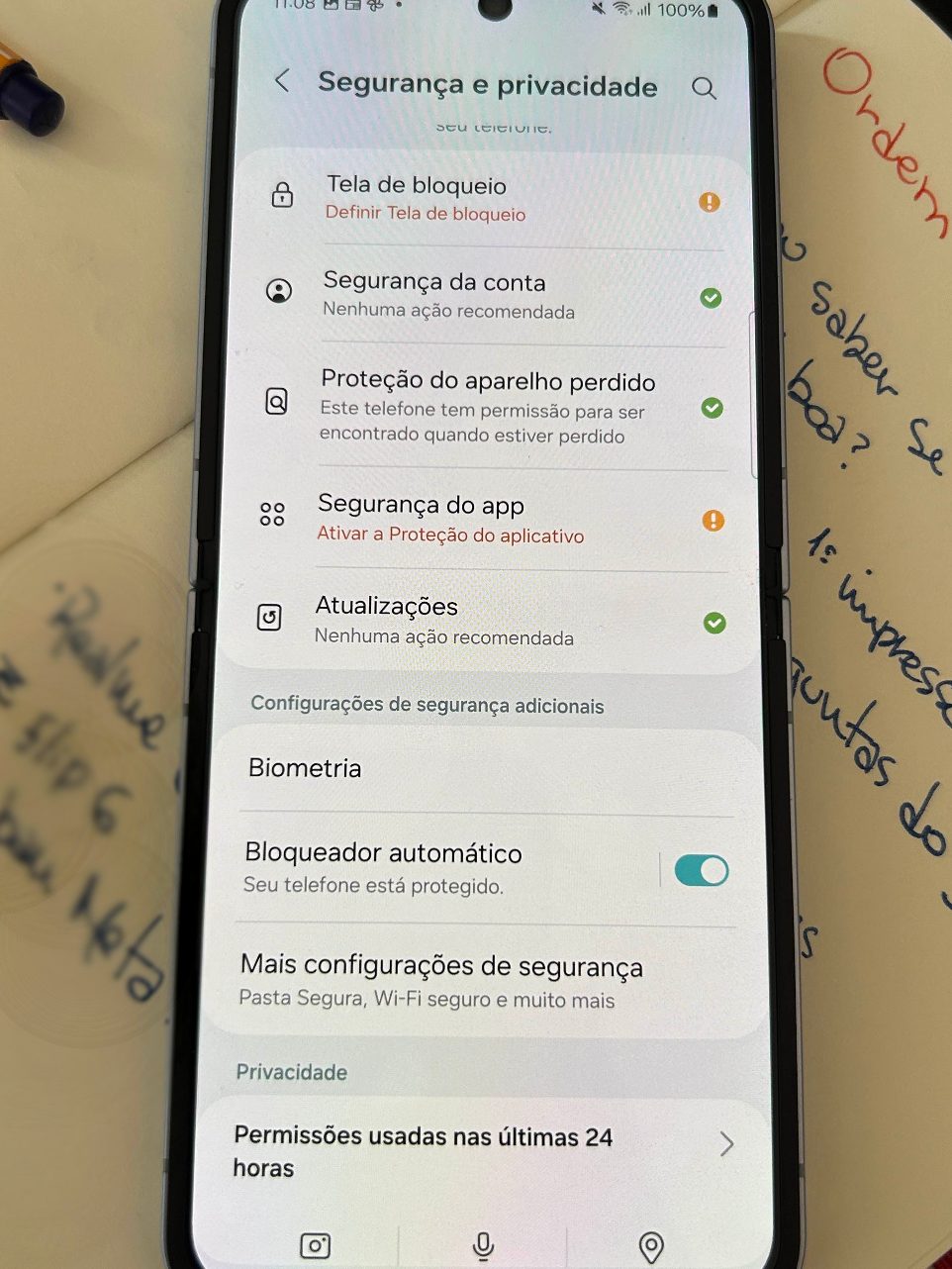 Bloqueador Automático no Galaxy Z Flip 6 com One UI 6.1.1. instalada (Imagem: Katarina Bandeira/Tecnoblog)