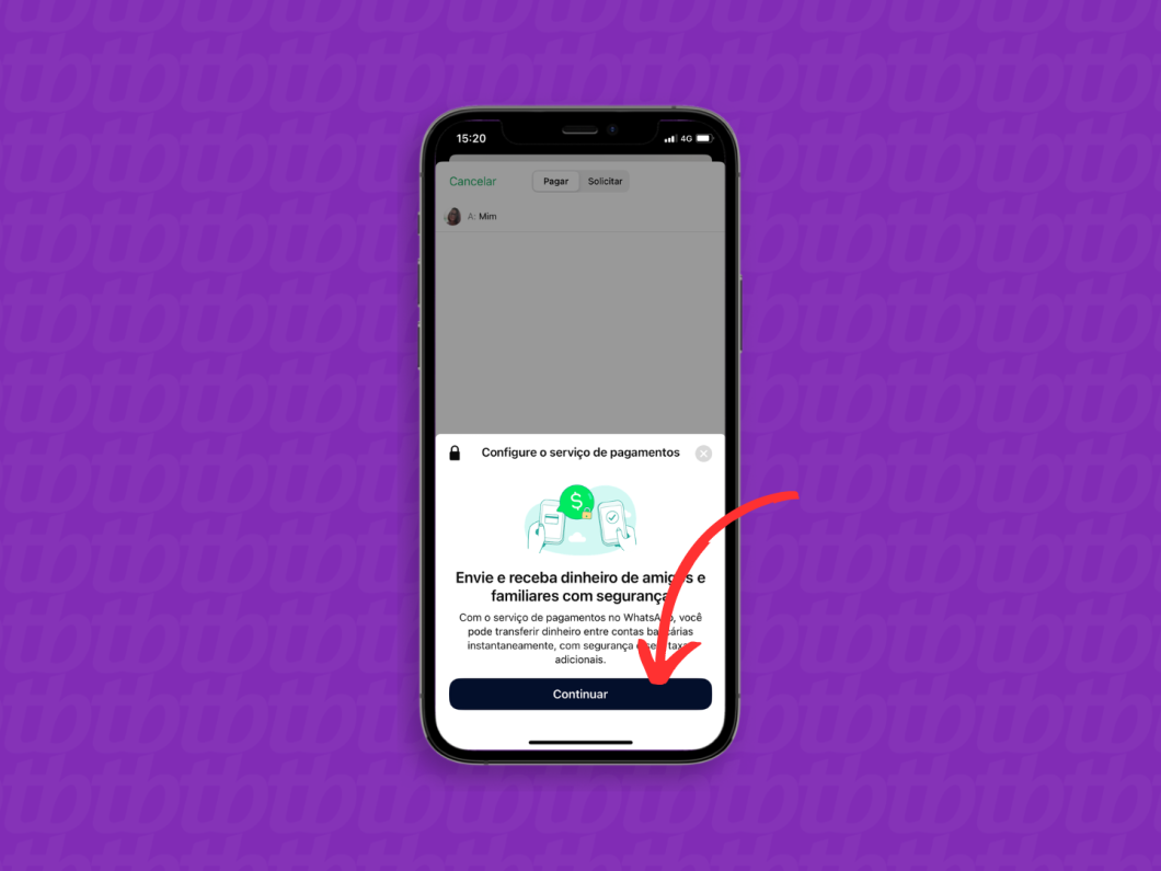 Captura de tela mostra pop-up de configuração do Meta Pay no WhatsApp