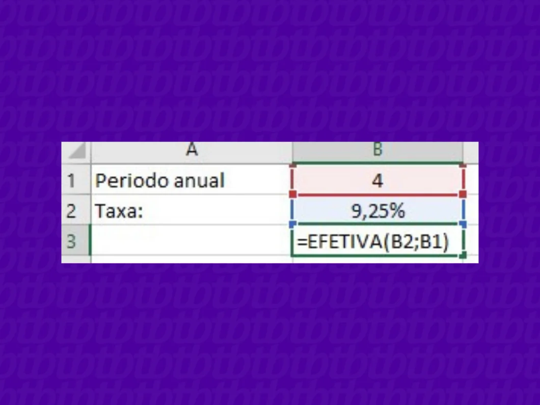 Tabela mostra fórmula EFETIVA no Excel