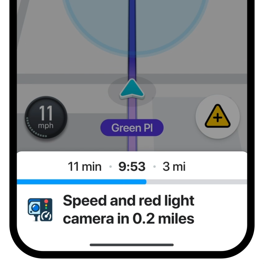 Waze com descrição sobre câmera do radar