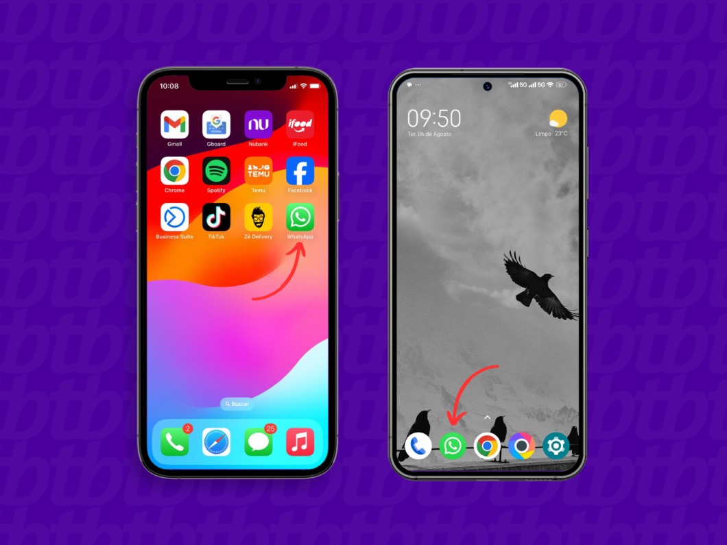 Abrindo o WhatsApp pelo iPhone ou Android