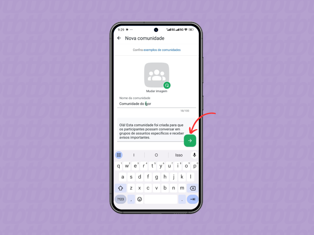 Adicionando nome, foto e descrição para a comunidade do WhatsApp