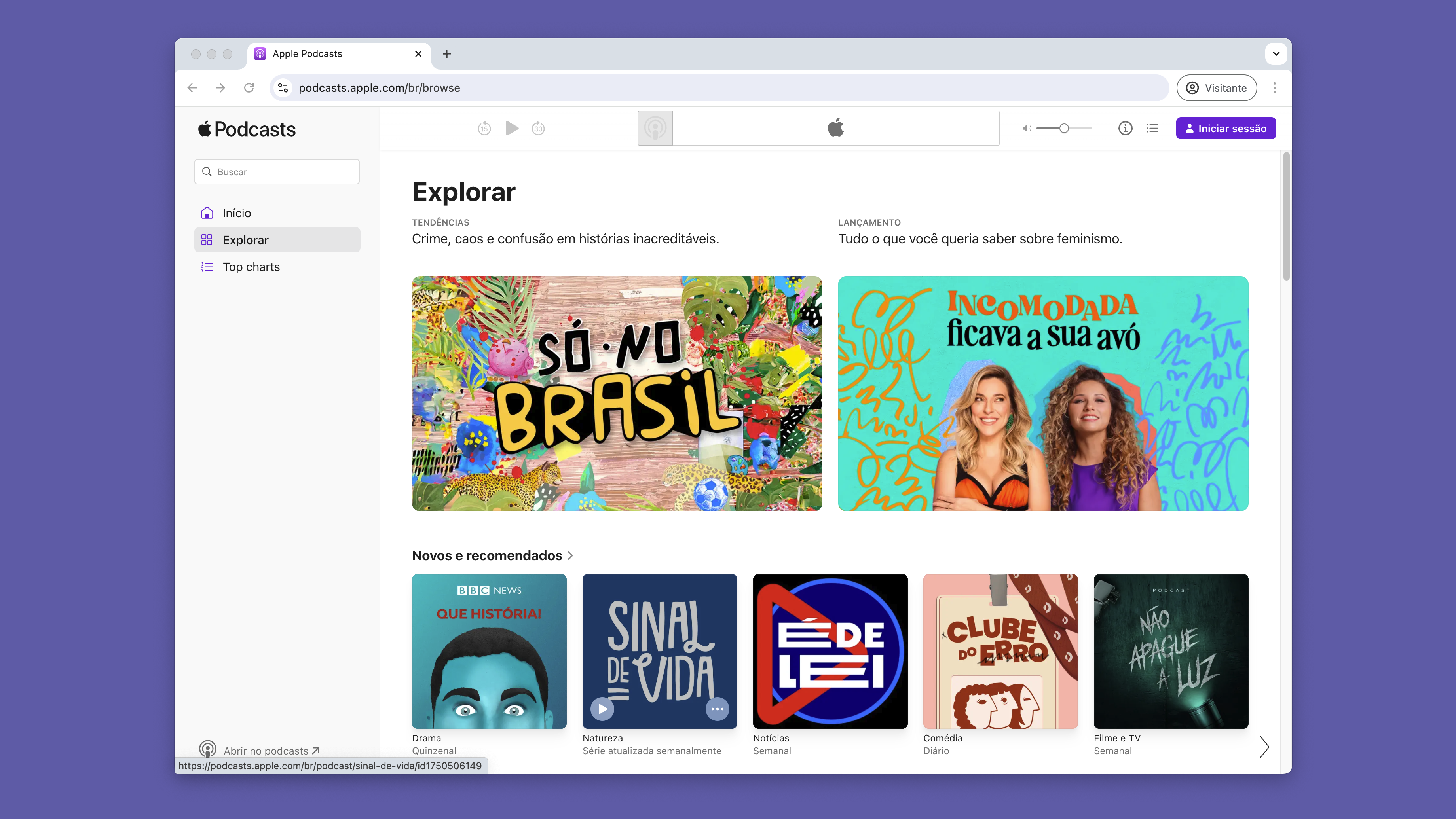 Apple Podcasts no Chrome