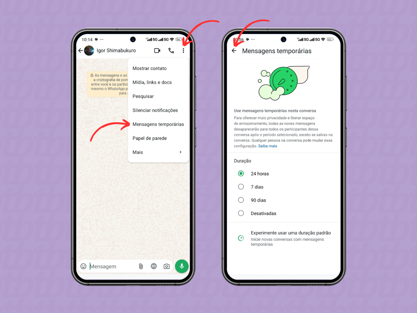 Como mandar mensagens temporárias no WhatsApp pelo celular ou PC ...