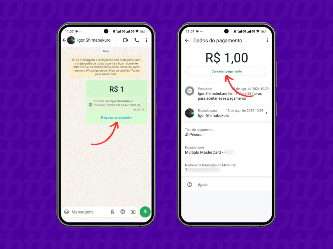 Cancelando o pagamento enviado pelo WhatsApp Pay