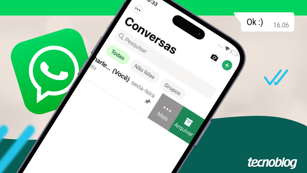 Ilustração do WhatsApp mostra como arquivar uma mensagem