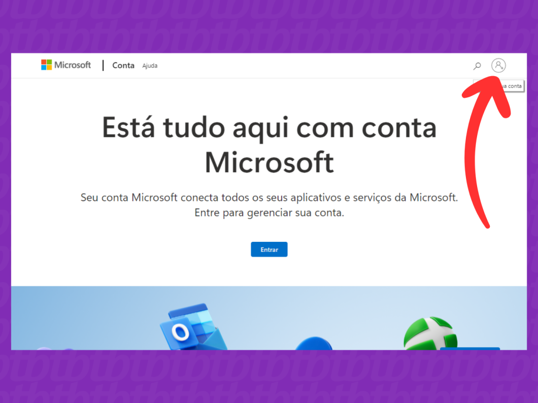 Captura de tela do site Conta Microsoft mostra como realizar o login