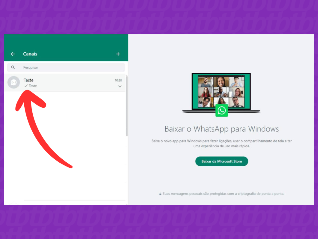 Captura de tela do site WhatsApp Web mostra como abrir o canal