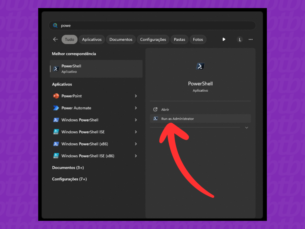 Captura de tela do Windows 11 mostra como acessar o PowerShell