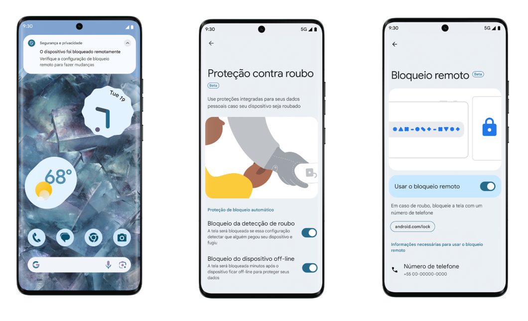 Tela de funcionamento do recurso antirroubo do Android (Imagem: Divulgação/Google)