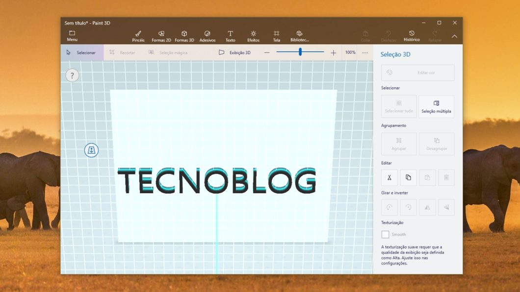 Paint 3D para Windows 10 (imagem: Emerson Alecrim/Tecnoblog)