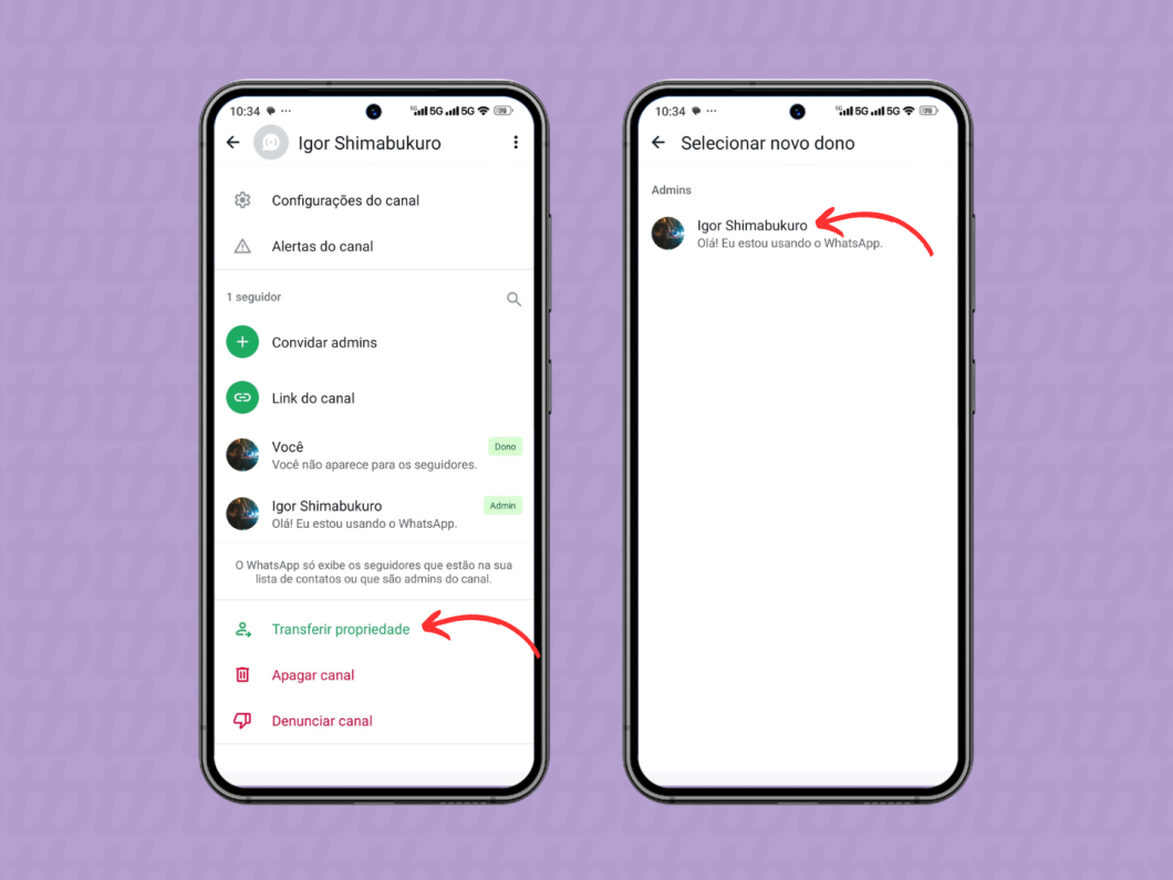 Transferindo a propriedade do canal do WhatsApp para um novo dono