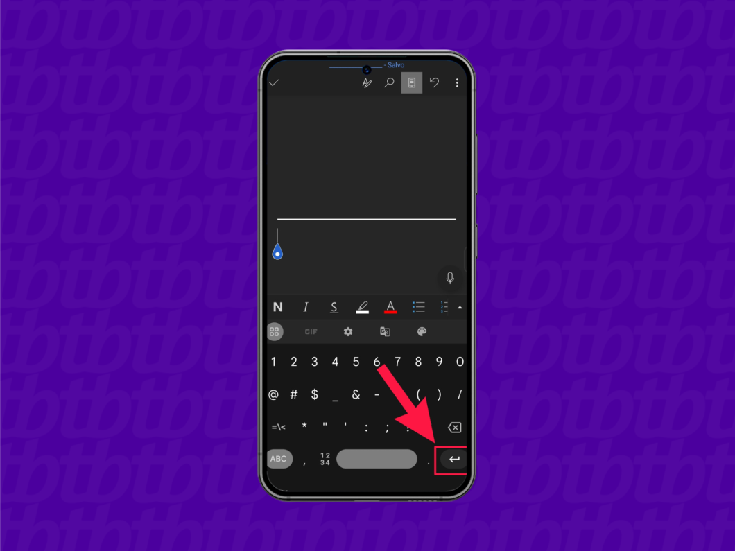 Captura de tela mostrando o efeito ao apertar enter depois de inserir o sublinhado três vezes no app Word para celular.