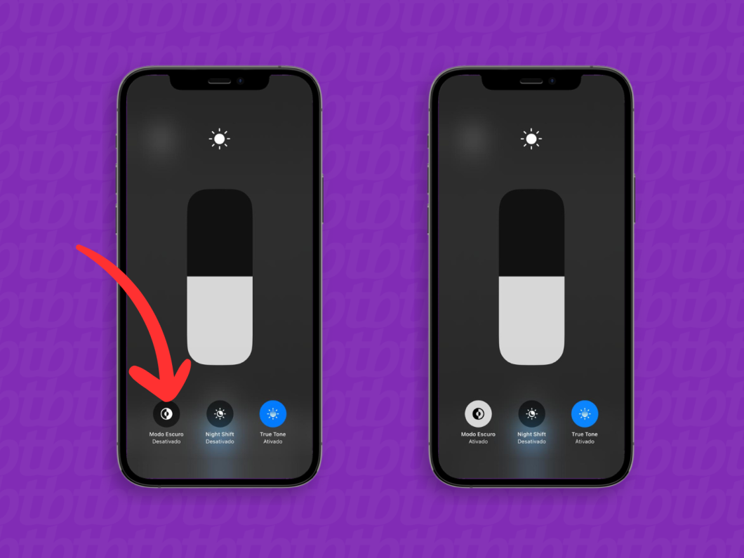 Captura de tela do iPhone mostra como ativar o modo escuro