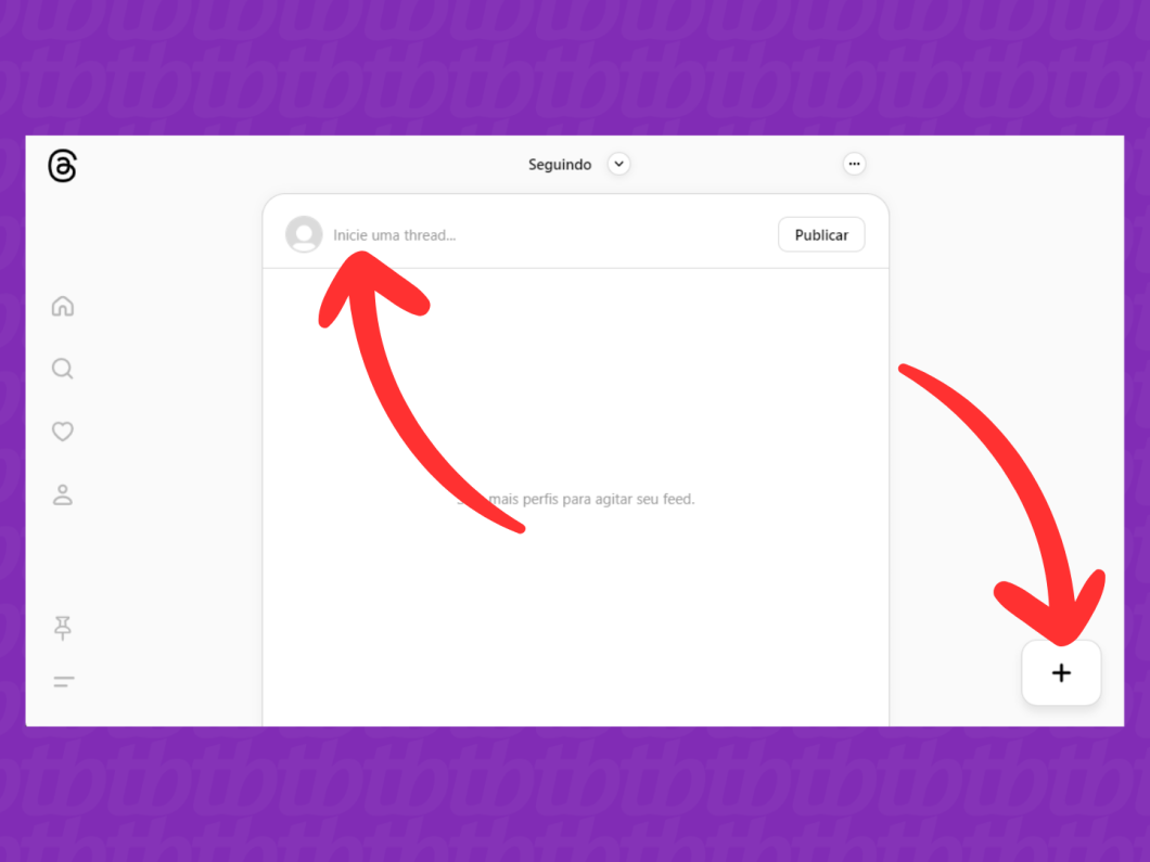 Captura de tela do site Threads mostra como abrir a janela de publicação