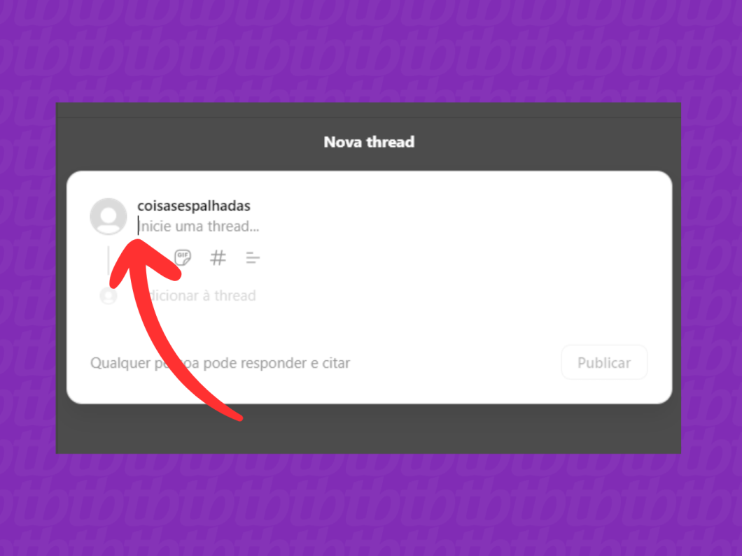 Captura de tela do site Threads mostra como escrever um texto