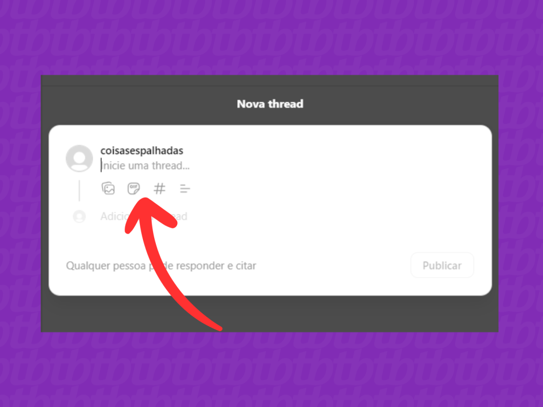 Captura de tela do site Threads mostra como acessar as ferramentas de publicação