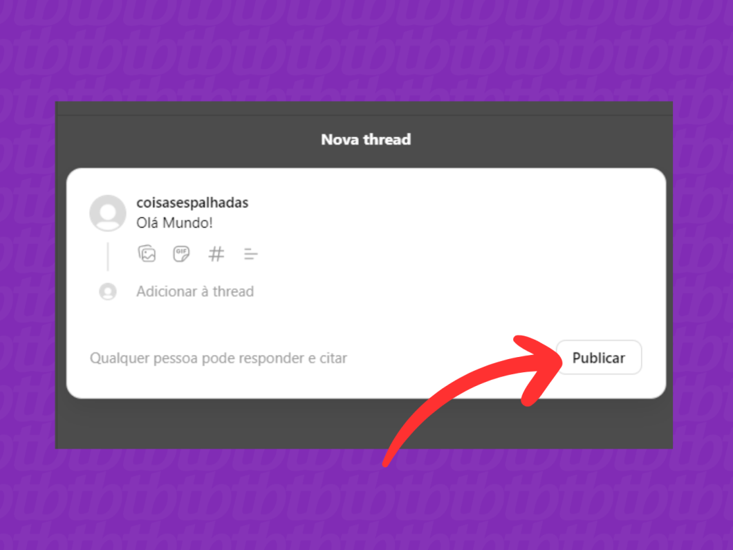 Captura de tela do site Threads mostra como publicar uma thread
