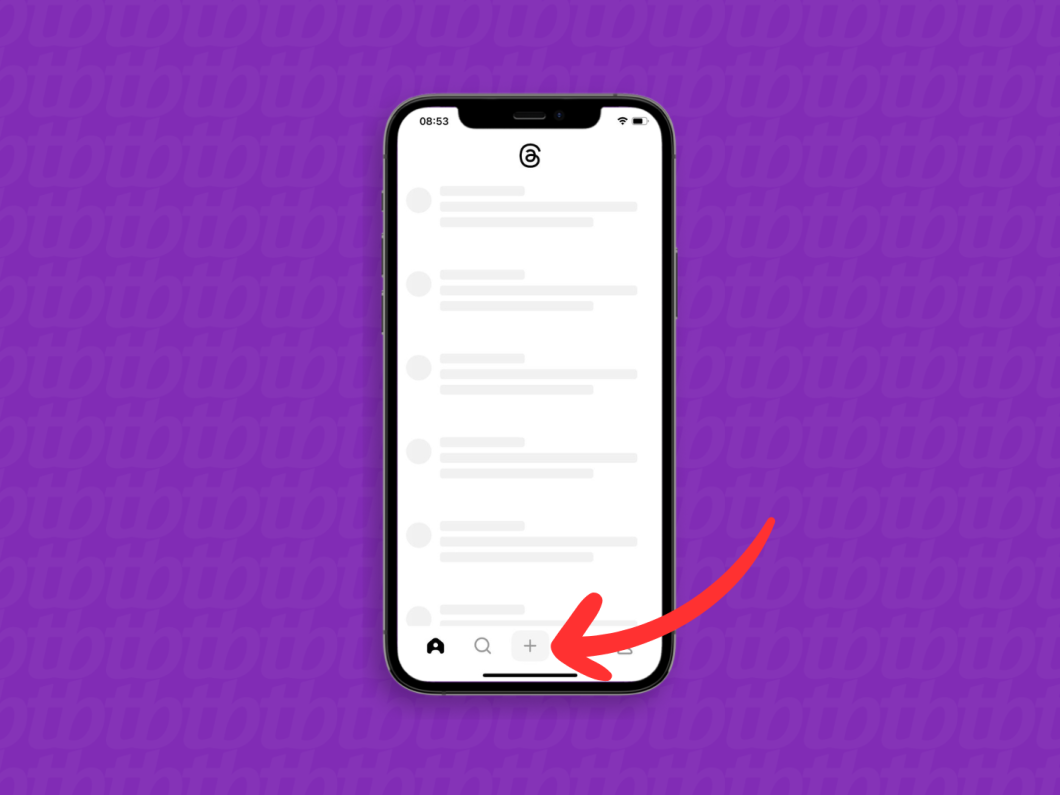 Captura de tela do aplicativo Threads mostra como abrir a janela de publicação