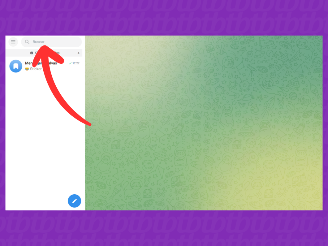 Captura de tela do Telegram Web mostra como abrir a busca