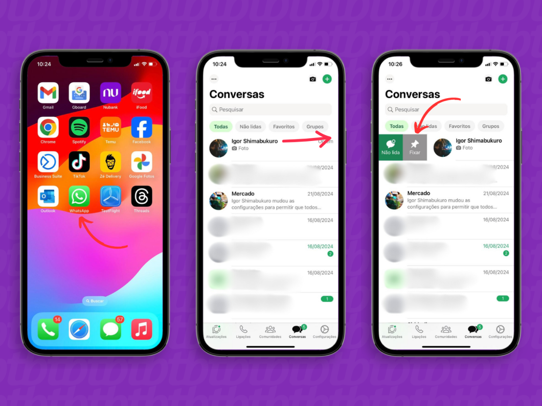 Fixando uma conversa do WhatsApp pelo iPhone