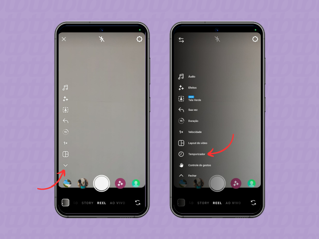 Habilitando o temporizador no reel do Instagram