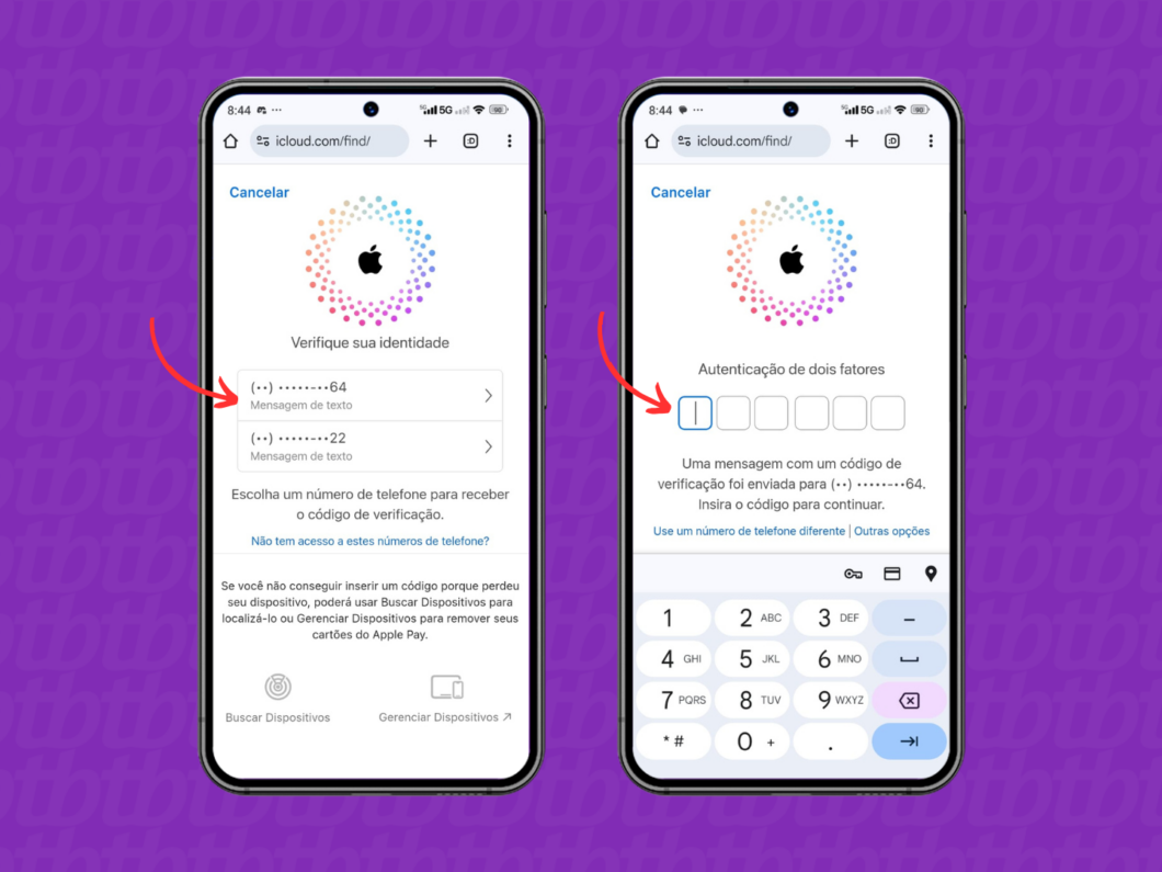 Informando o código de confirmação para resetar o iPhone bloqueado