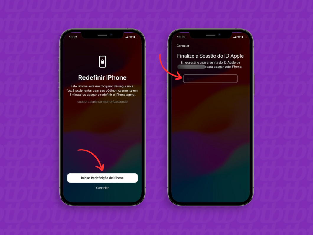 Redefinindo um iPhone bloqueado com senha