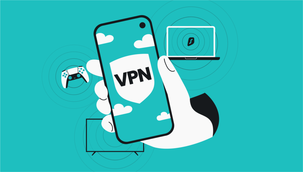 Ilustração mostra VPN Surfshark no celular