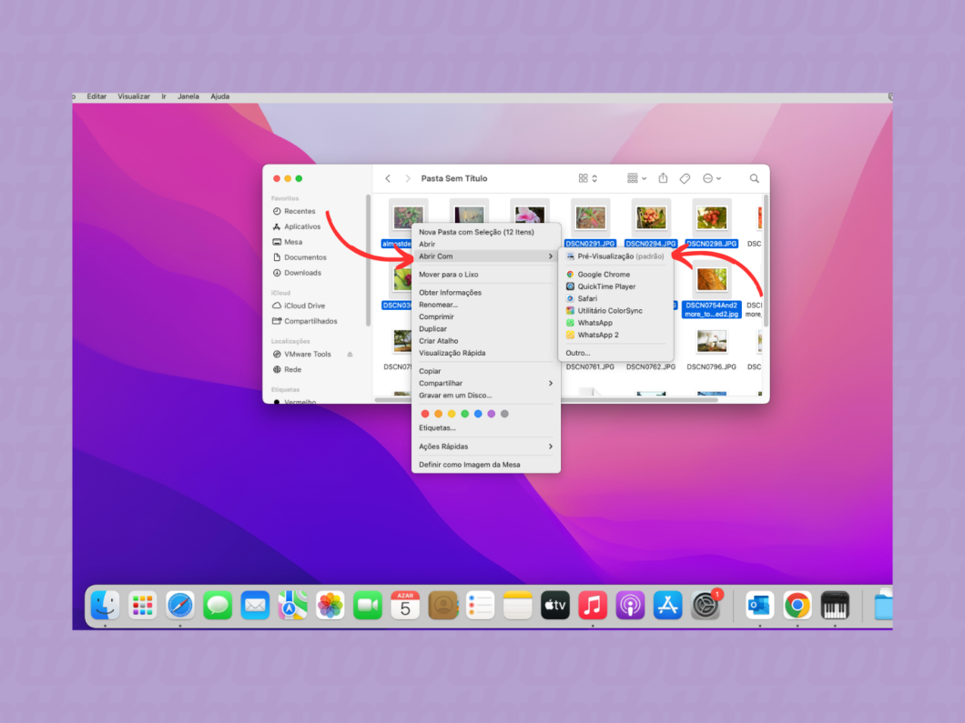 Abrindo as fotos com a pré-visualização do macOS