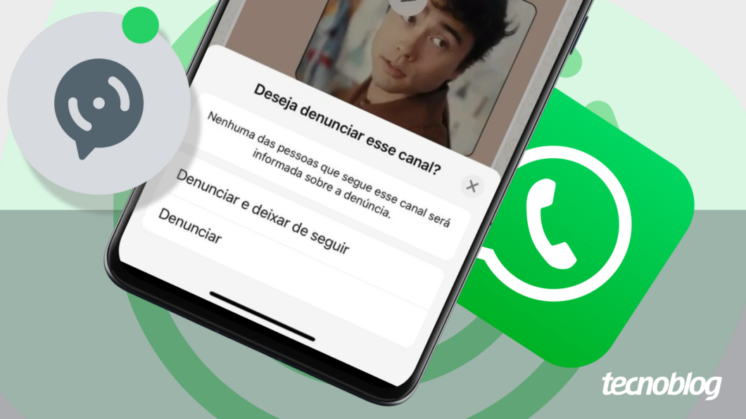 Ilustração do WhatsApp mostra a tela para denunciar um Canal