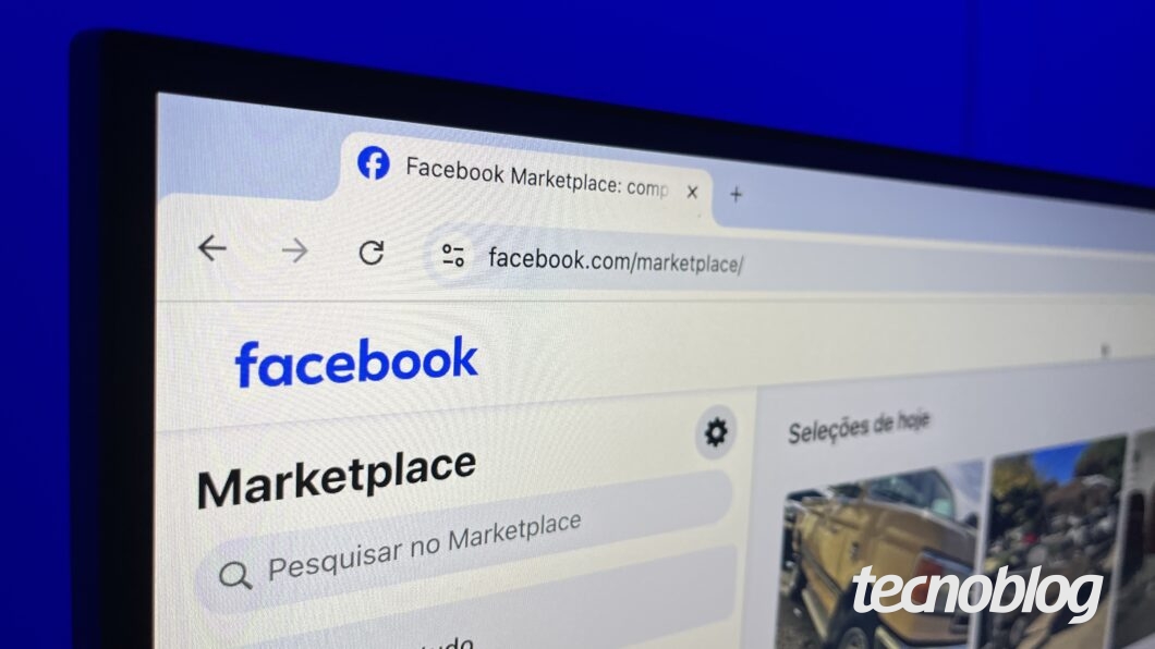 Foto do Facebook Marketplace aberto em um navegador no computador