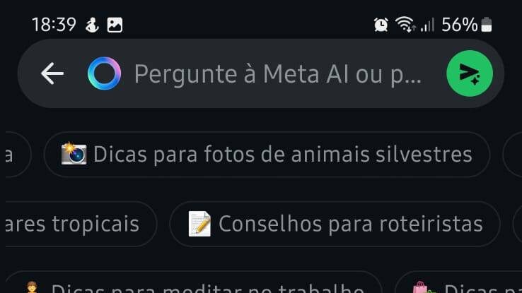 Meta AI no Android (imagem: Lupa Charleaux/Tecnoblog)