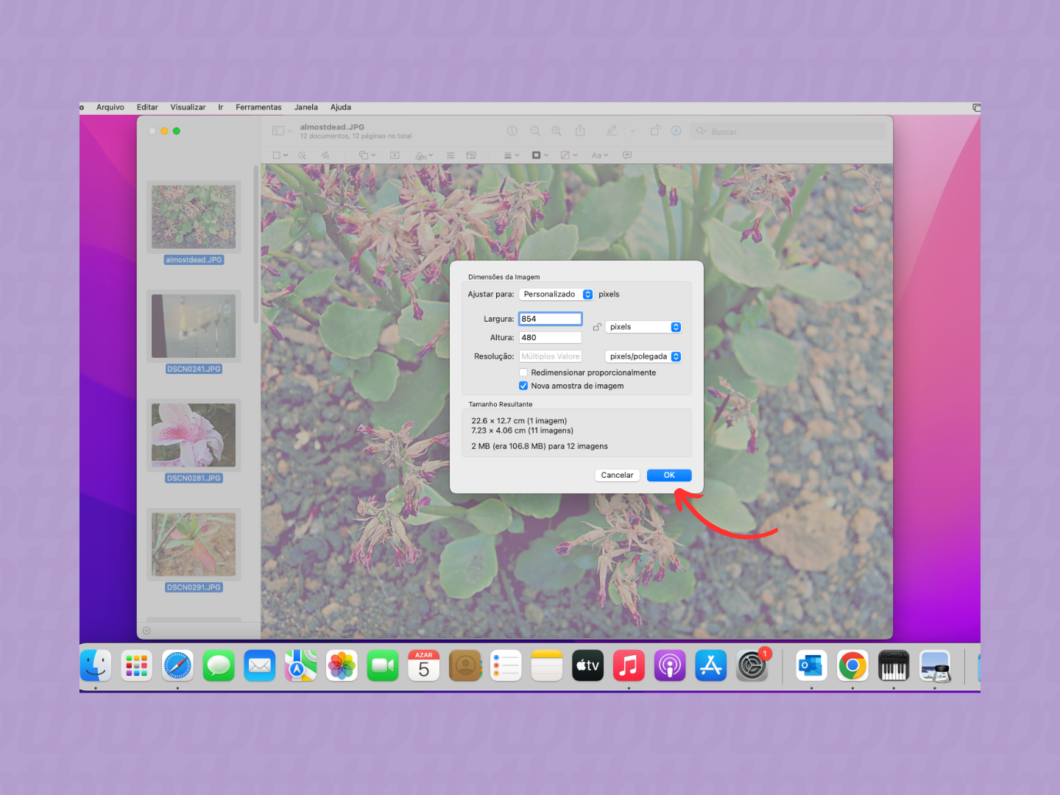 Redimensionando as imagens pelo macOS