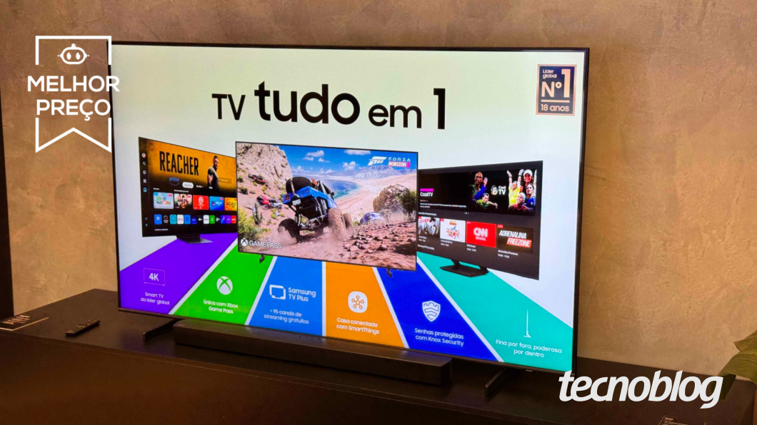 TV Samsung QLED 65" suporta resolução até 4K e pode ser adquirida pelo seu menor preço histórico (Imagem: Thássius Veloso/Tecnoblog)
