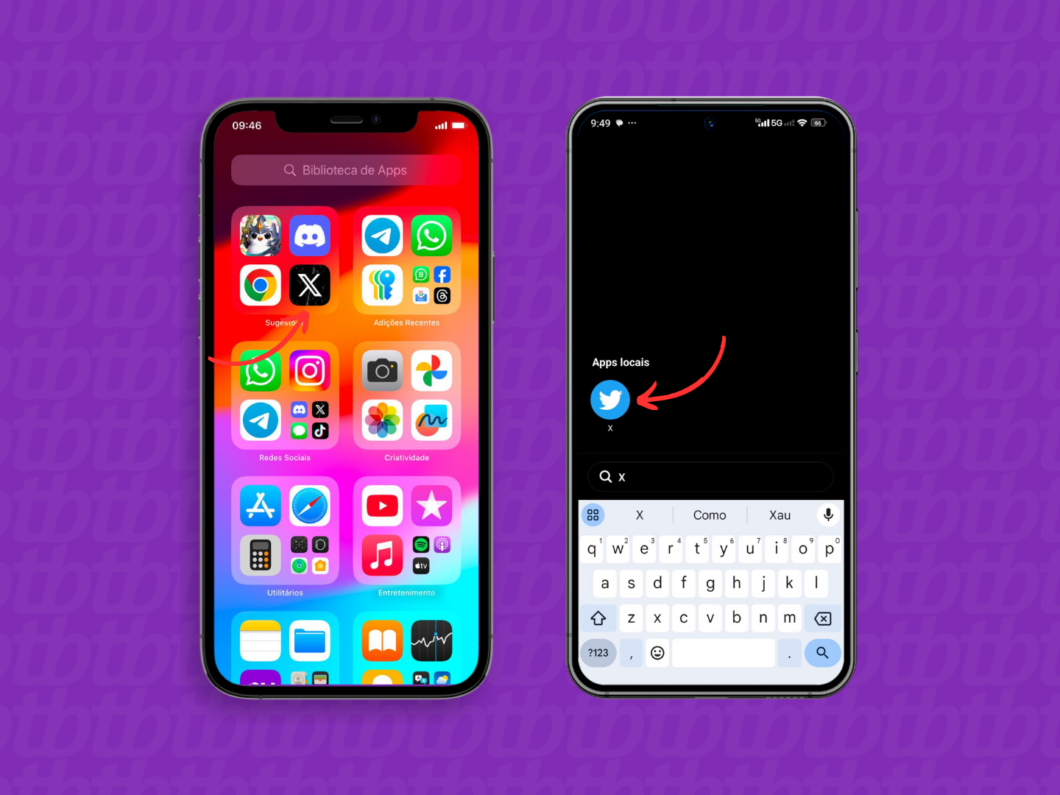 Abrindo o app do X (Twitter) pelo celular