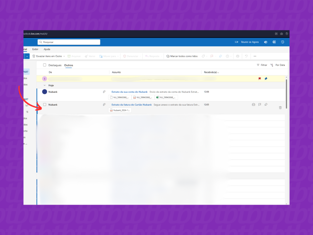 Abrindo o e-mail enviado pelo Nubank