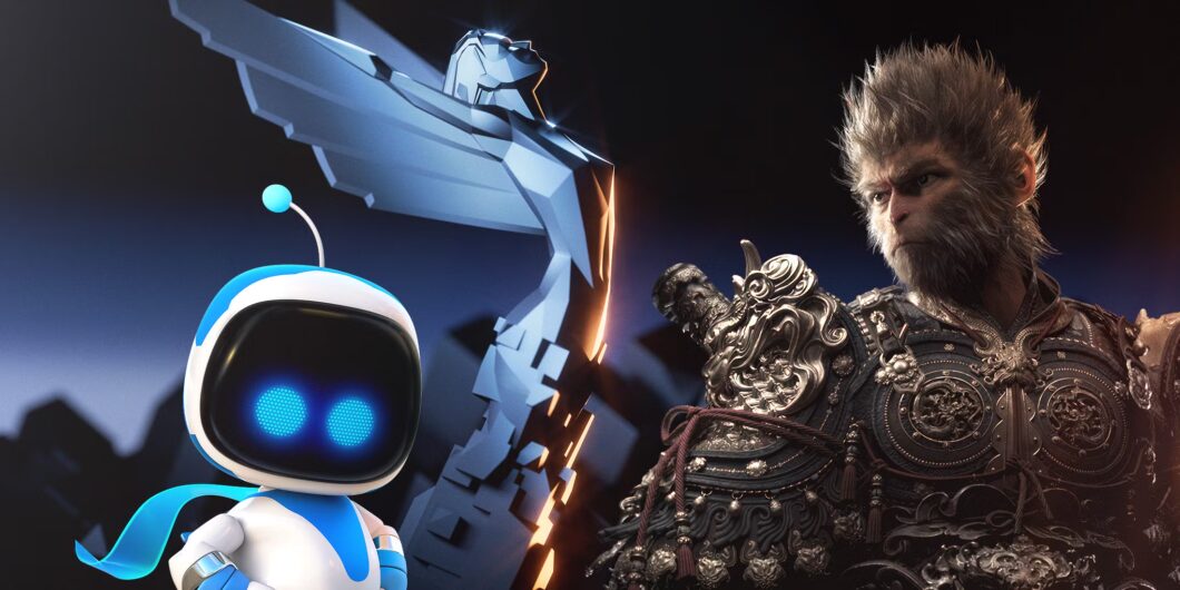 Ilustração mostra os jogos Astro Bot e Black Myth: Wukong