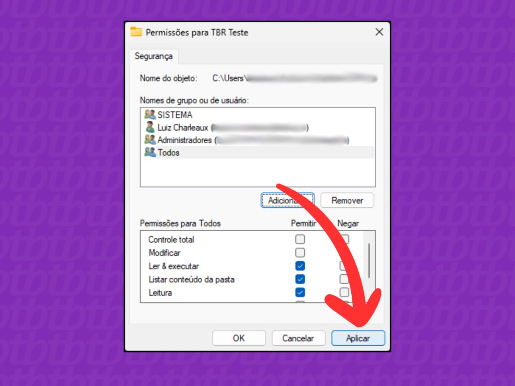 Aplicando as alterações da permissão da pasta