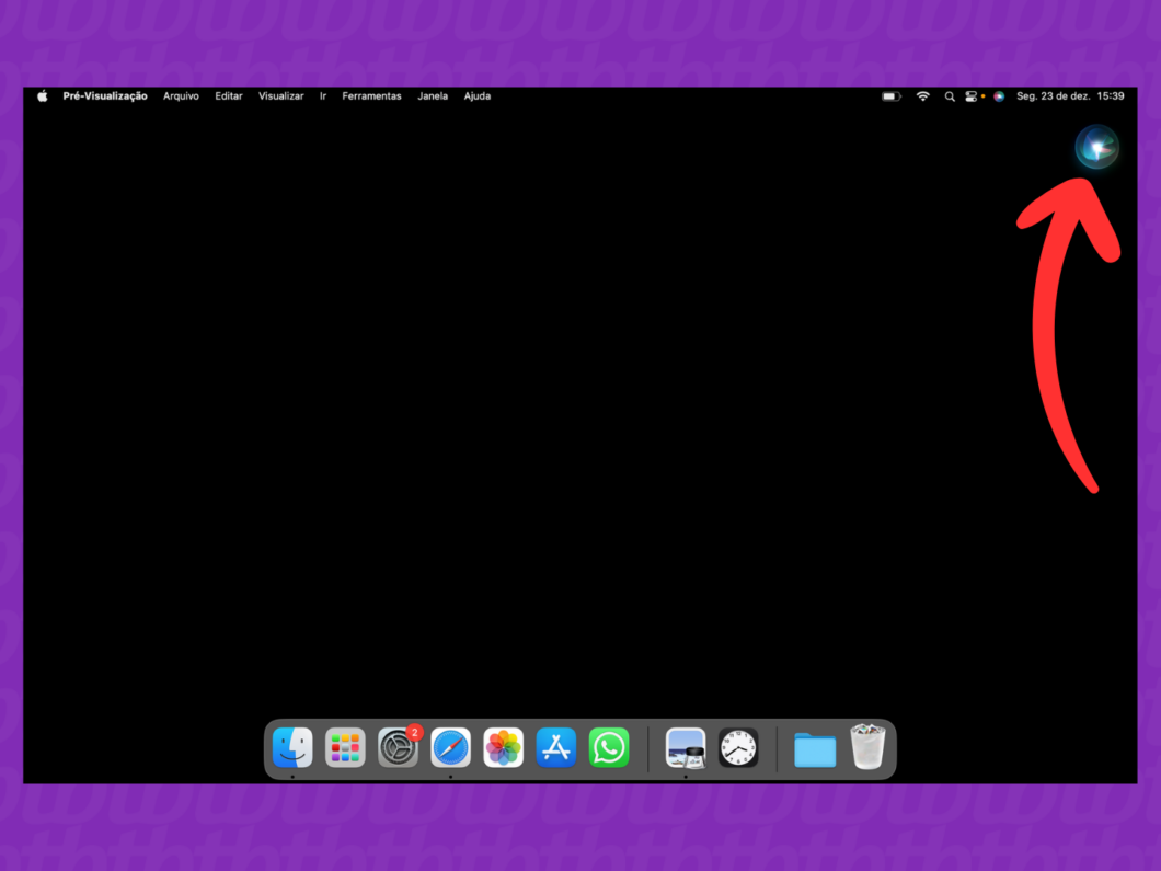 Captura de tela do Mac mostra como ativar a Siri