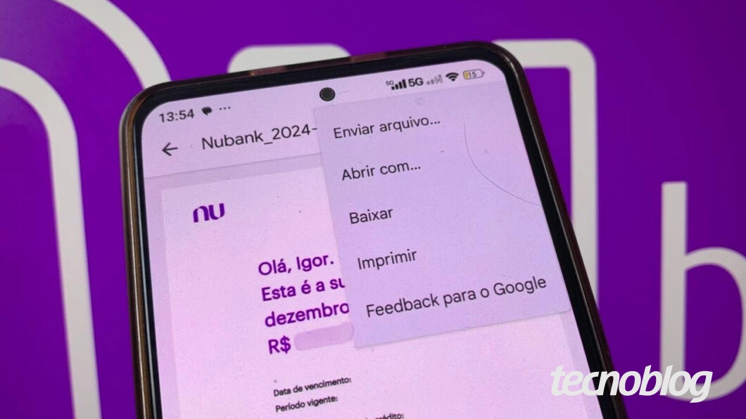 Como imprimir a fatura do Nubank