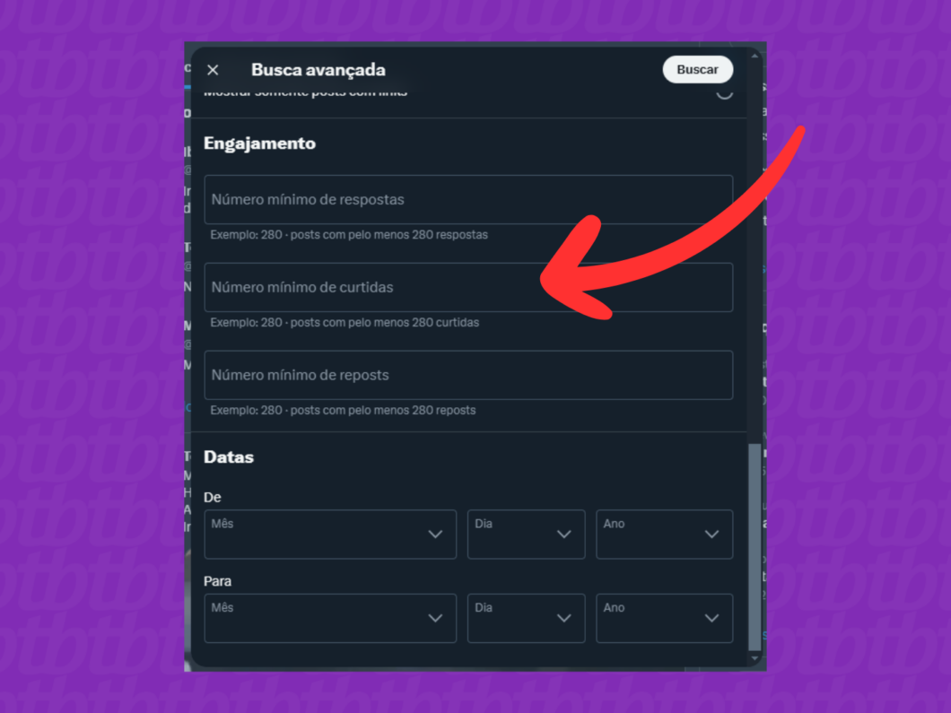 Captura de tela do site X (Twitter) mostra como filtrar os tweets por engajamento