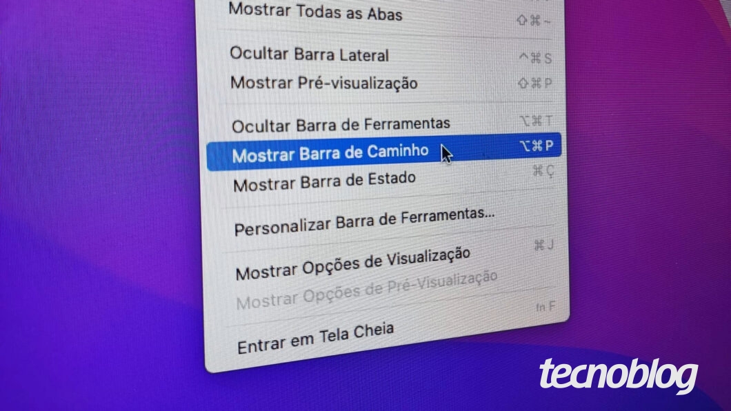 Como ver a barra de caminho no Finder do macOS