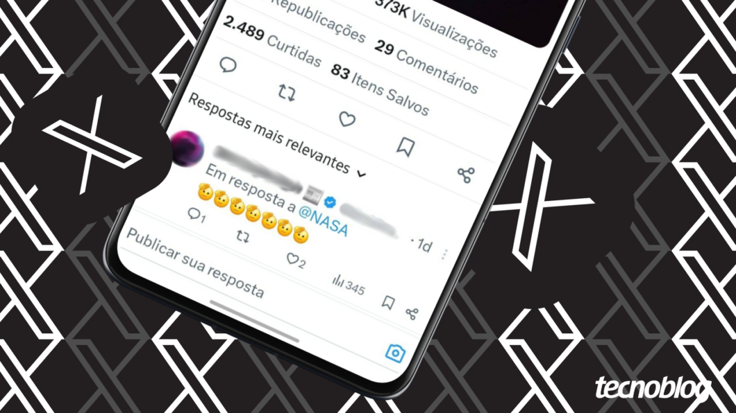 Ilustração do X Twitter mostra a tela de comentários de um tweet