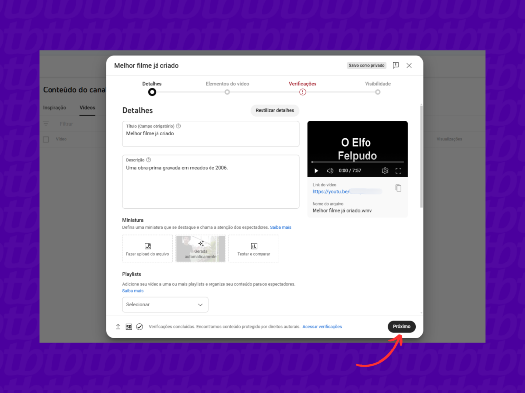 Editando os detalhes do vídeo no YouTube