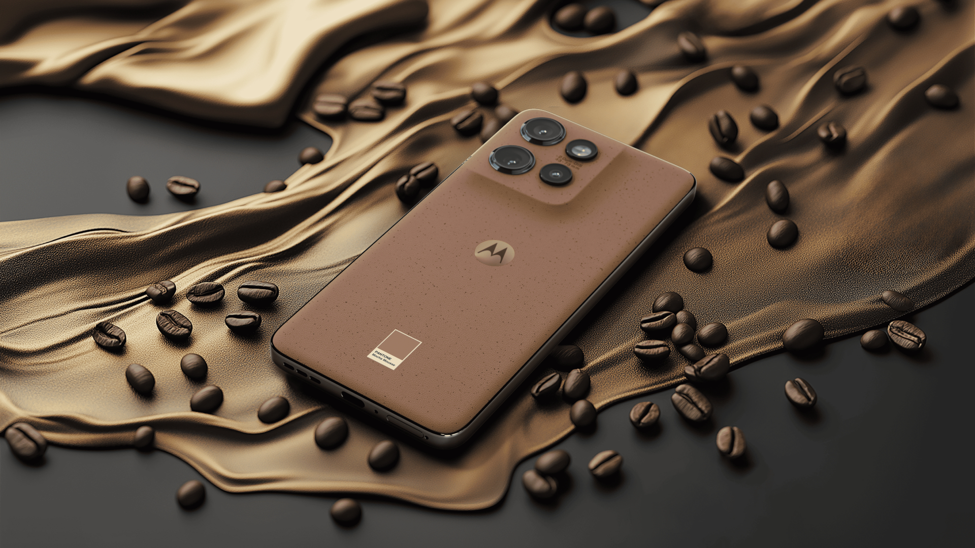 Motorola lançará celulares Moto Razr 50 Ultra e Moto Edge 50 Neo na cor Mocha Mousse, eleita cor do ano pela Pantone (Imagem: Divulgação/Motorola)