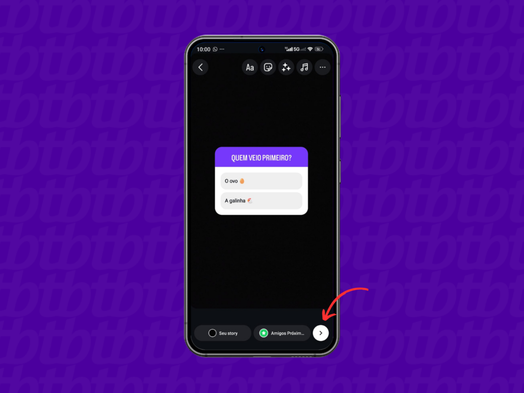 Publicando o story do Instagram com enquete