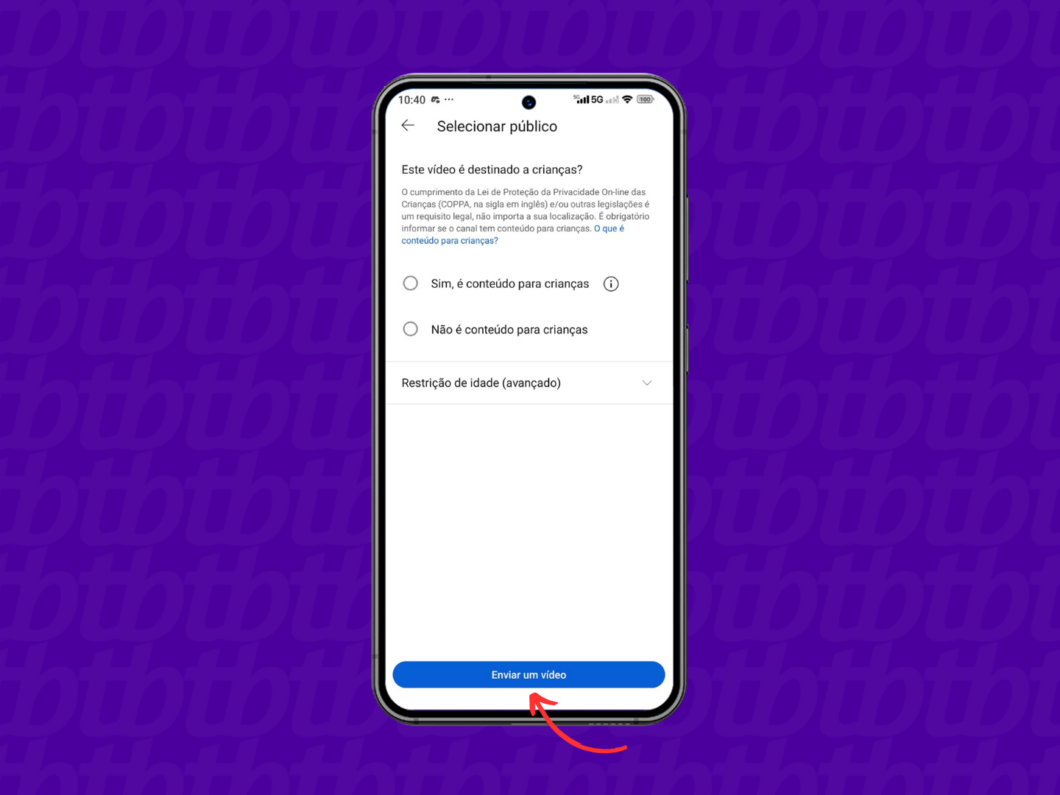 Publicando o vídeo privado no YouTube pelo celular