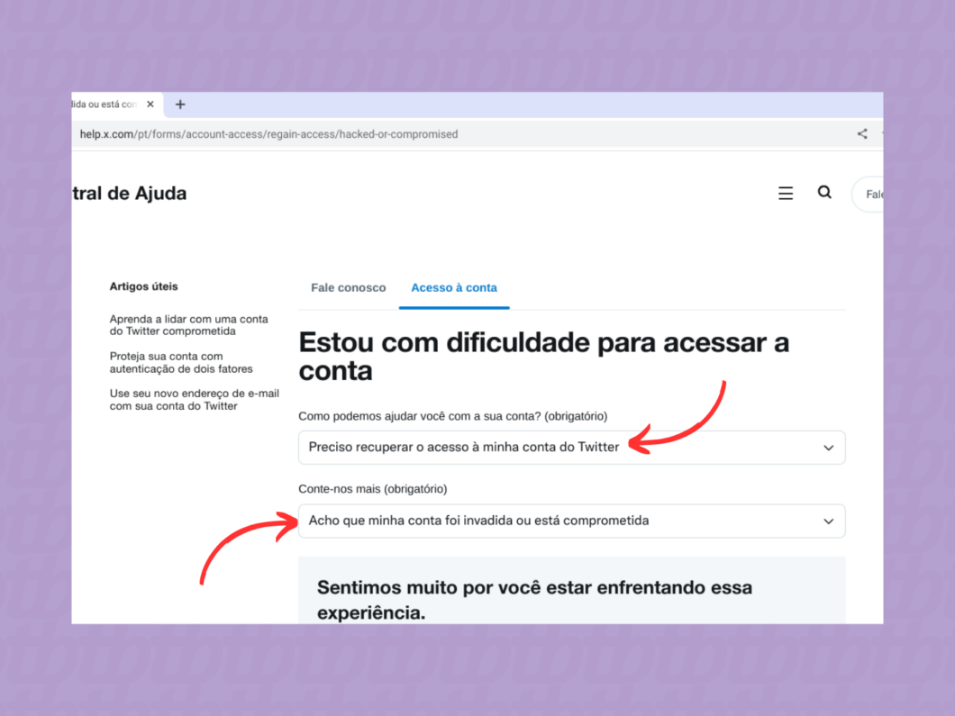 Retomando o acesso da conta do X (Twitter) com a ajuda do suporte